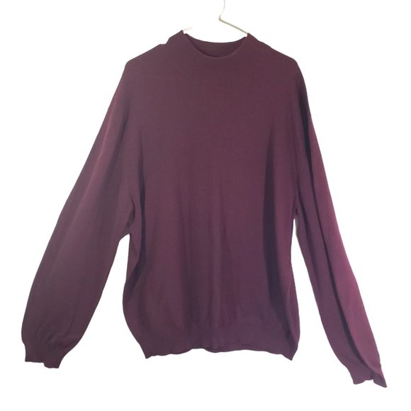 PERUVIAN CONNECTION Men's XL Burgundy Red Mock neck, Long Sleeve Sweater - Picture 2 of 4